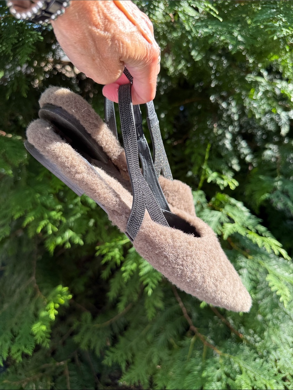 Brunello Cucinelli Brown Shearling Monili accent Mules
